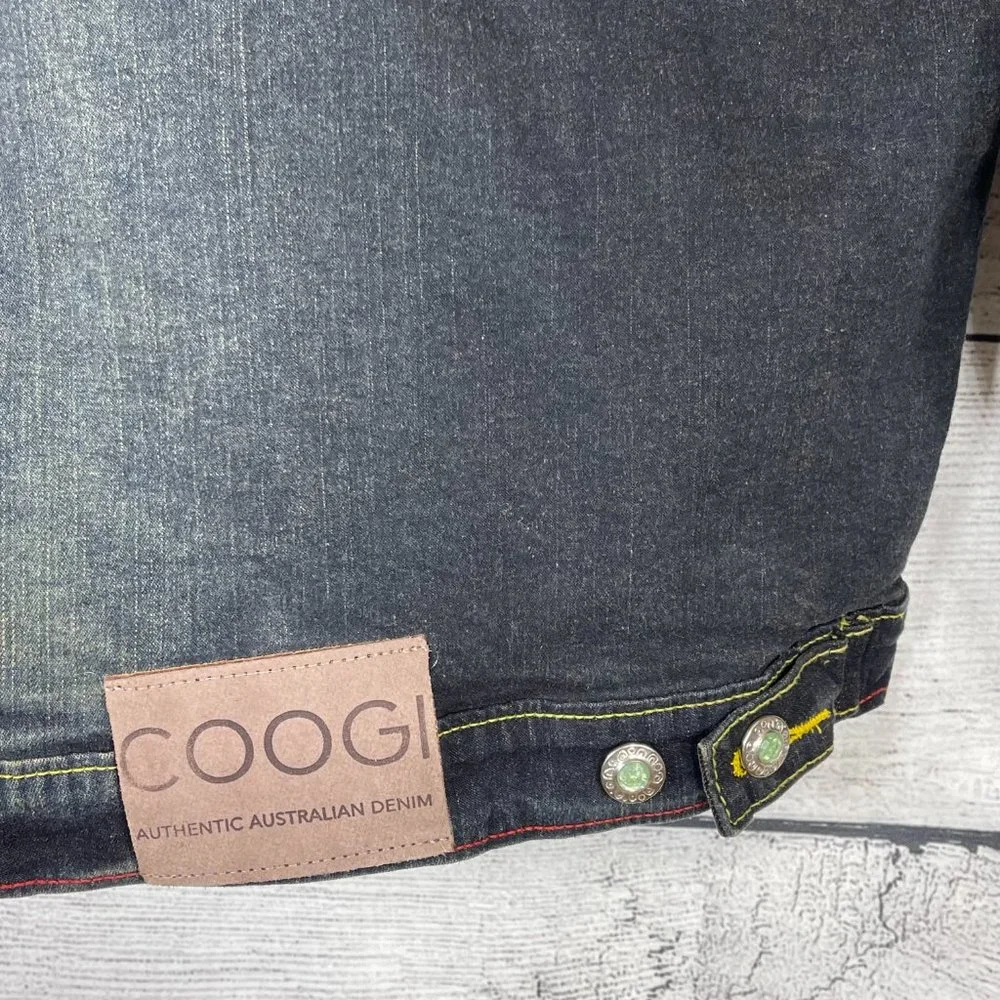 Coogi Vintage Embroidered Logo Colorful Denim Jean Trucker Jacket NWT Sz…
